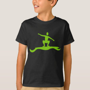 Camiseta Figura de Surfing: Verde Marciano