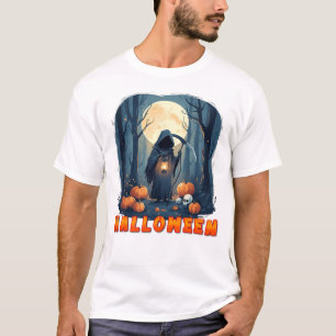 Camiseta Figura encapuchada sosteniendo linterna