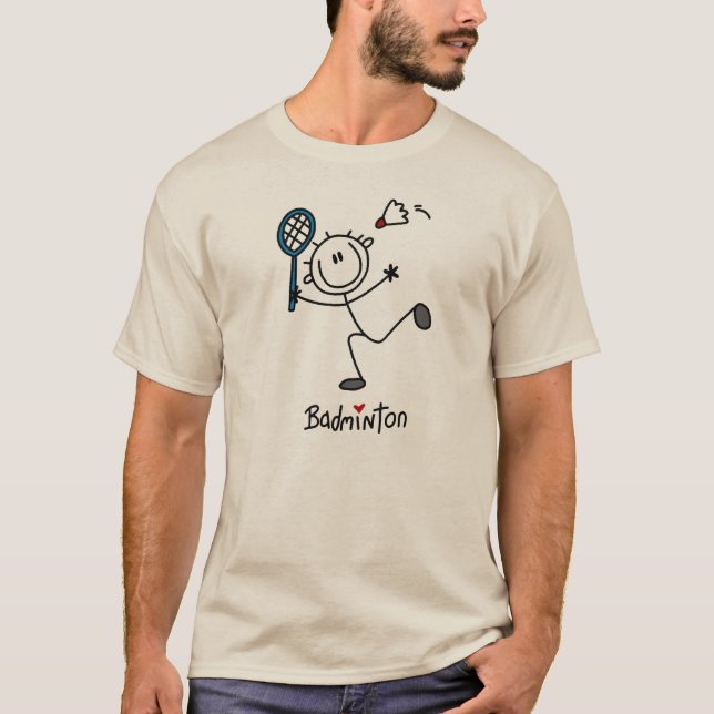 Camiseta Figura masculina básica bádminton del palillo (Anverso)