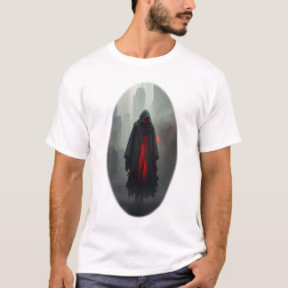 Camiseta Figura oscura encapuchada en la ciudad de Neon