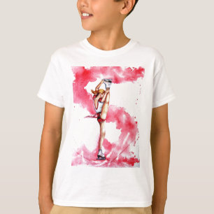 Camiseta Figura roja patinador de la raya del patinaje de