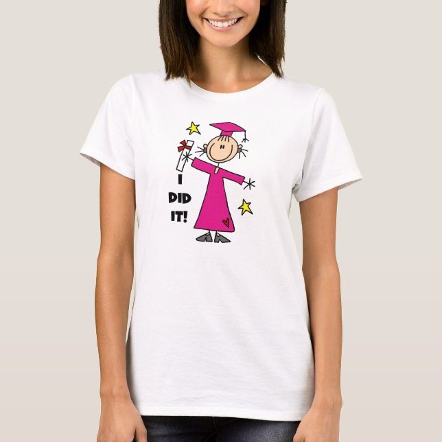 Camiseta Figura rosada graduado del palillo del chica (Anverso)