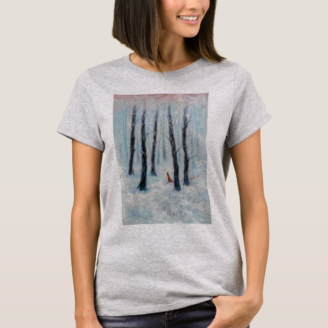 Camiseta Figura similar a Caperucita Roja en un bosque inve (Anverso)