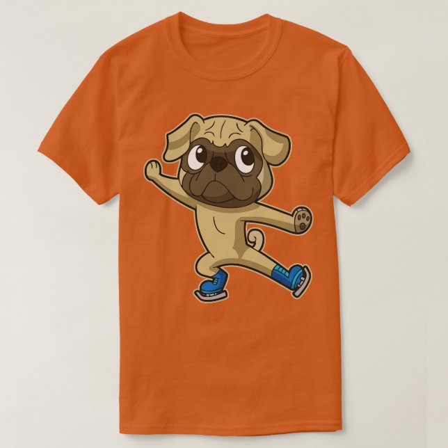 Camiseta Figura Skate Pug Perro Hielo Skater Skater Winter  (Diseño del anverso)