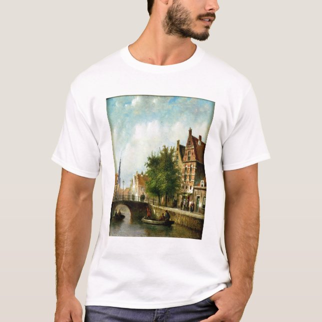 Camiseta Figuras en un canal, Amsterdam (aceite en el (Anverso)