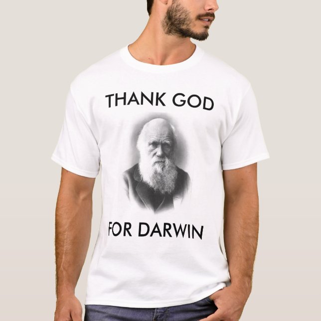 Camiseta figure7-darwin, AGRADECEN A DIOS, POR DARWIN (Anverso)