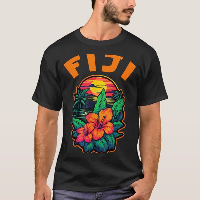 Camiseta Fiji Islands Pacific Ocean Trocal Flowers Beach Va (Anverso)