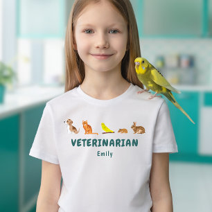 Camiseta Fila De Animales Juego De Veterinario Para Niños D