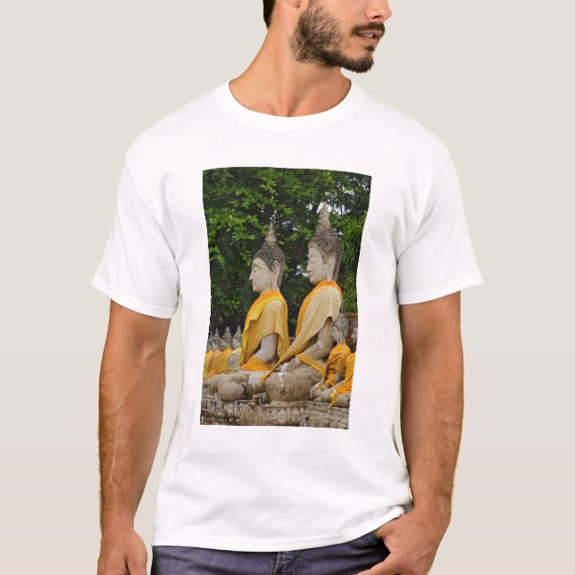 Camiseta Fila de estatuas de Buda, Wat Yai Chaya Mongkol (Anverso)