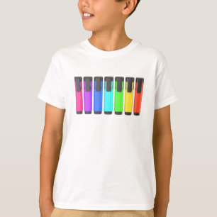 Camiseta Fila de siete resaltadores en colores diferentes