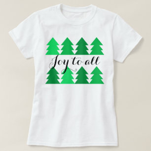 Camiseta Filas de verdes árboles navideños felices para tod