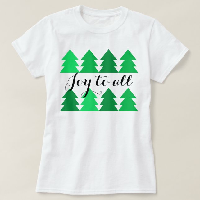 Camiseta Filas de verdes árboles navideños felices para tod (Diseño del anverso)