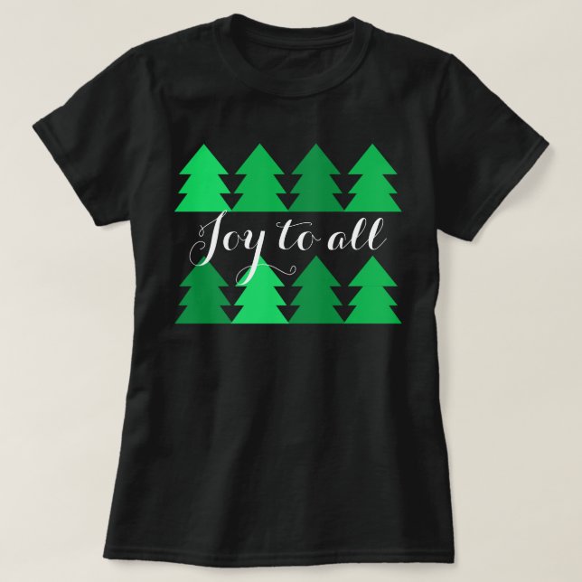 Camiseta Filas de verdes árboles navideños felices para tod (Diseño del anverso)