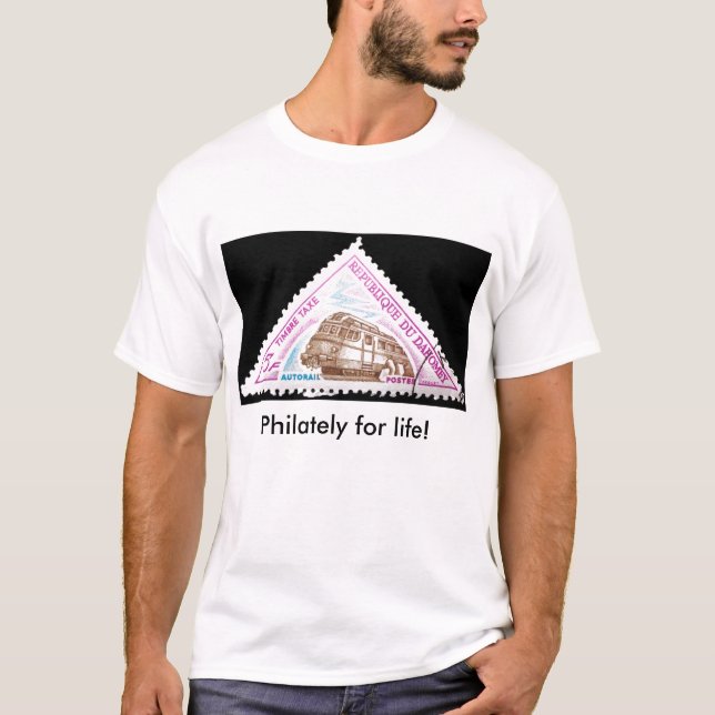 Camiseta ¡Filatelia para la vida! (Anverso)