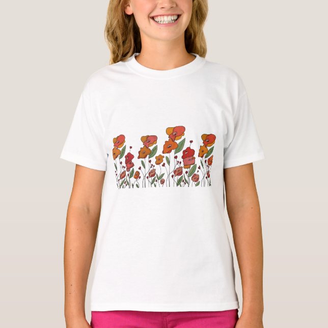 Camiseta filigranes de campo de amapola (Anverso)