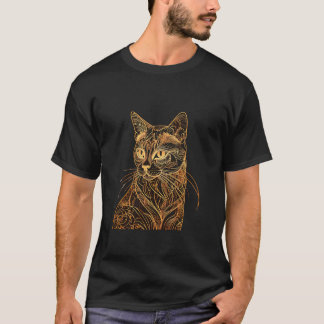 Camiseta Filigree Feline: Un retrato de gato ornato