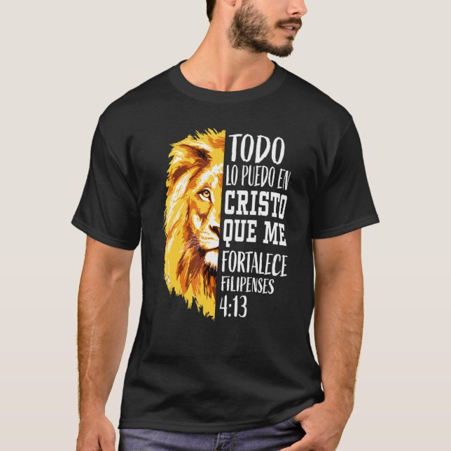 Camiseta Filipenses 4 13 Hombres Christian Verse Leon Judah (Anverso)