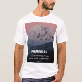 Camiseta Filipenses 4:13 KJV Versículo Bíblico Montaña y Bo