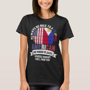 Camiseta Filipina Americana Conocemos Lugares Bandera de Fi