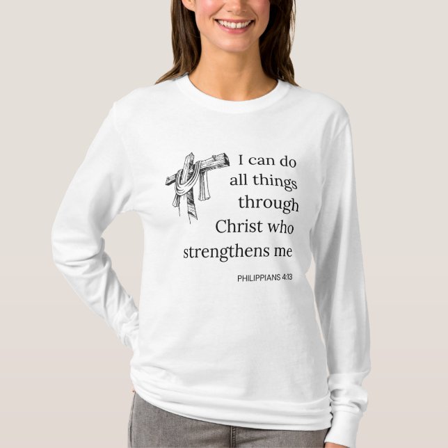 Camiseta Filipinas 4:13 Biblia Scripture KJV cita a mujeres (Anverso)