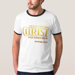 Camiseta Filipinas 4:13 Biblia Verse KJV Cita a Mens Ringer