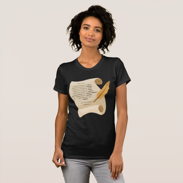 Camiseta Filipinas 4:8 KJV Cita de la Biblia Scroll Women (Anverso completo)