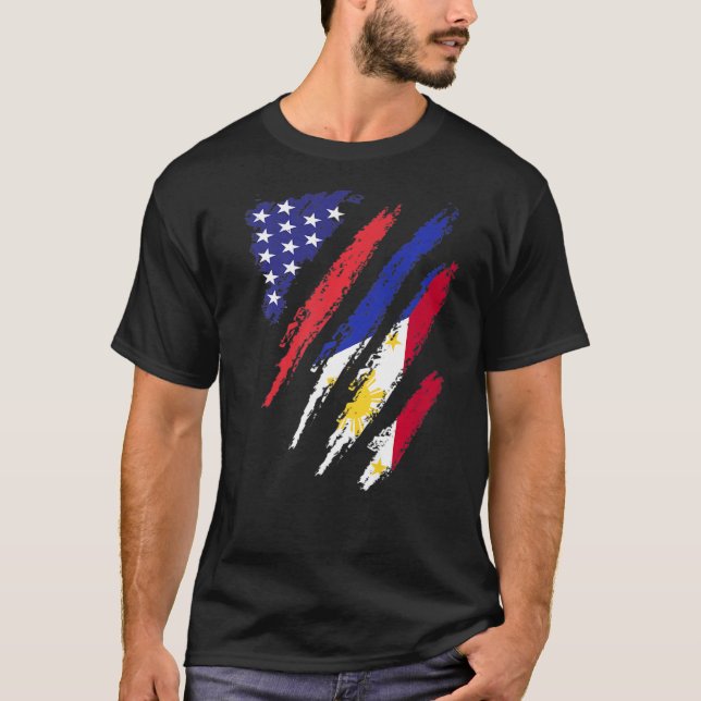Camiseta Filipinas Bandera americana bandera cultivada Patr (Anverso)