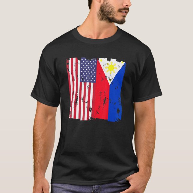 Camiseta Filipinas Bandera de Estados Unidos Filipino Ameri (Anverso)
