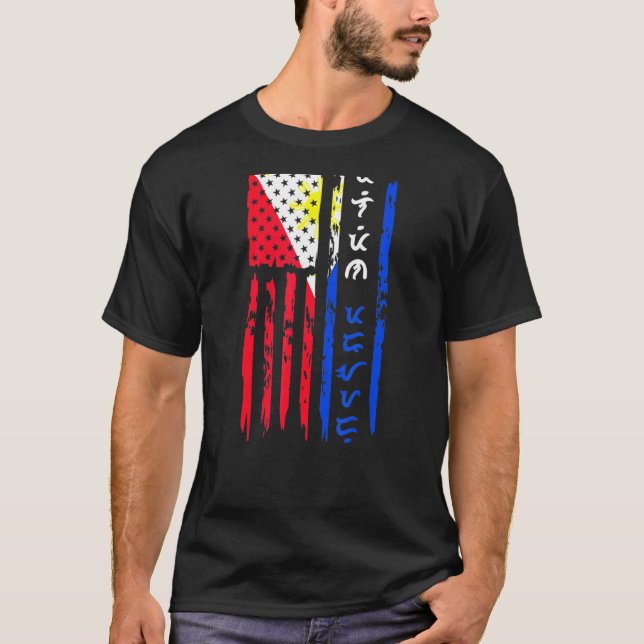 Camiseta Filipinas Bandera Estadounidense Orgullo Filipino  (Anverso)