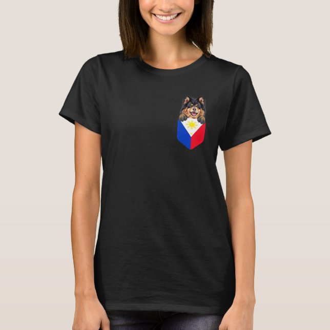 Camiseta Filipinas Bandera Perro finlandés Lapphund En El B (Anverso)