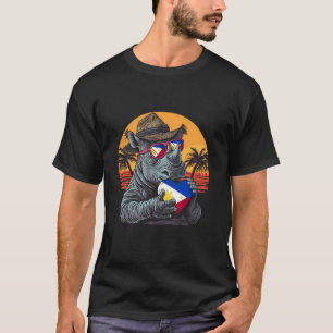 Camiseta Filipinas Hipopótamo Rinoceronte Atardecer Pilipin