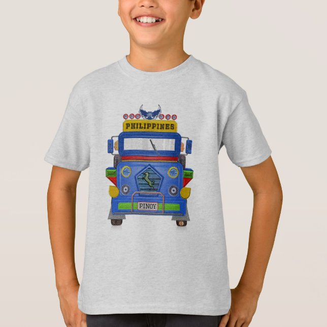 Camiseta Filipinas Jeepney, juguetón y colorido (Anverso)