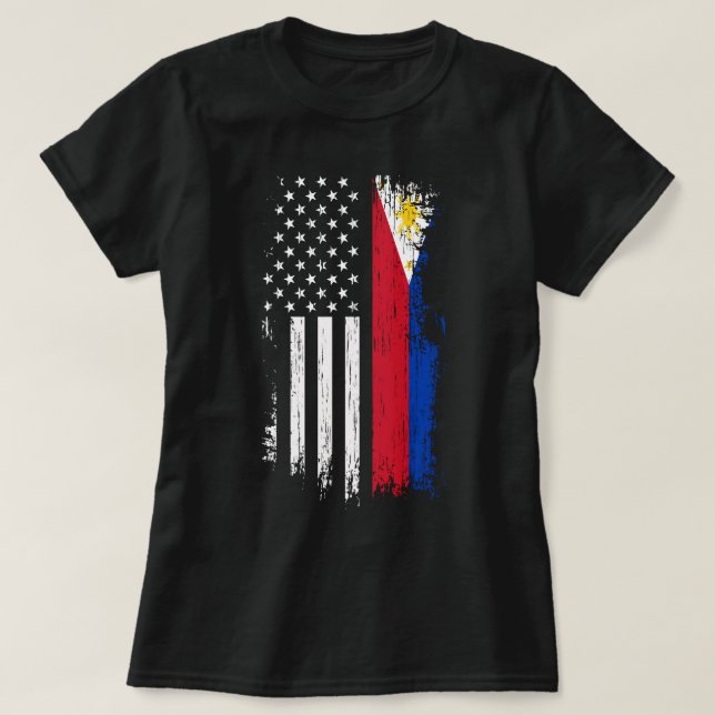 Camiseta Filipinas: Orgullo de Bandera Americana Filipina (Diseño del anverso)
