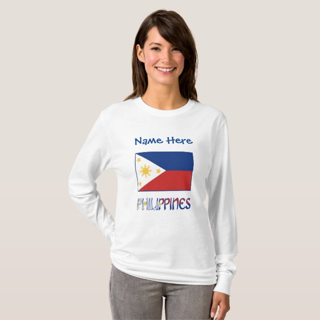 Camiseta Filipinas: Personalización azul de la bandera fili (Anverso completo)