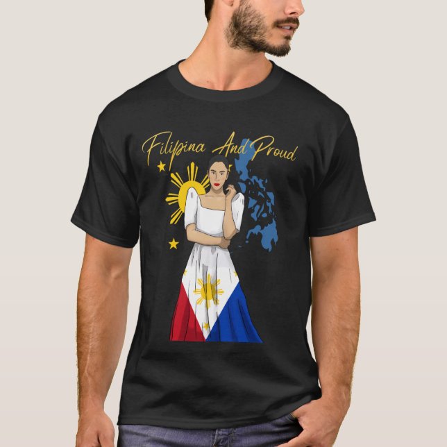 Camiseta Filipinas Pinay Chica de bandera de las islas del  (Anverso)