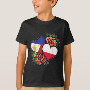 Camiseta Filipinas Polonia Bandera Corazón mitad filipino m