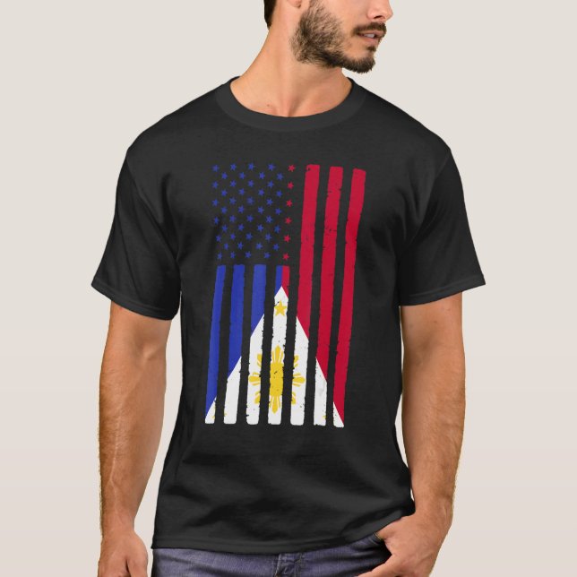 Camiseta Filipinas Roots Usa Bandera Patrimonio De Mitad Fi (Anverso)