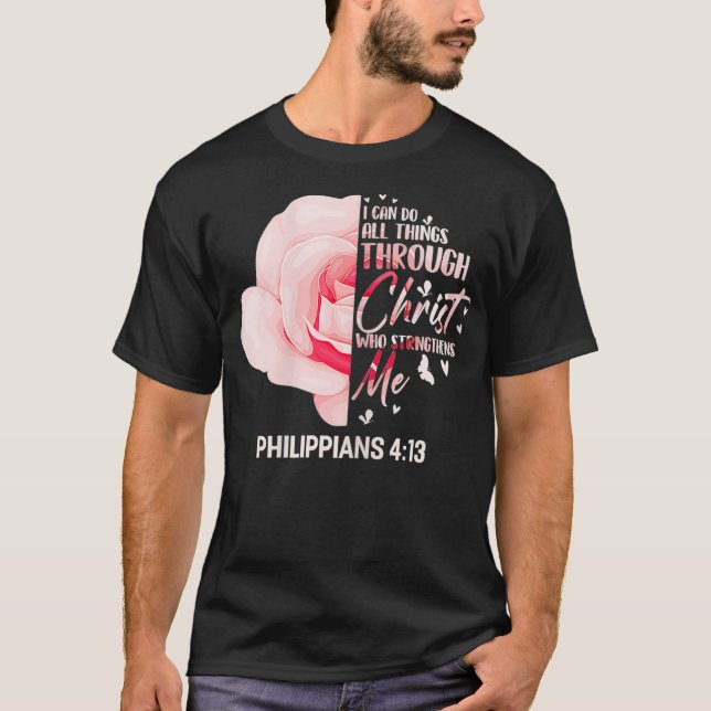 Camiseta Filipinas Rosa 4 13 Biblia cristiana versus rosa (Anverso)