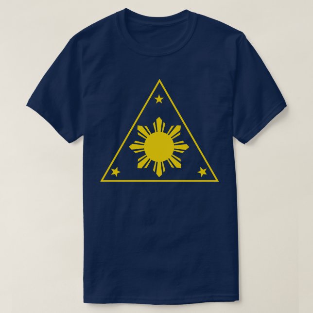 Camiseta Filipinas: Tres estrellas y un triángulo solar 1 (Diseño del anverso)