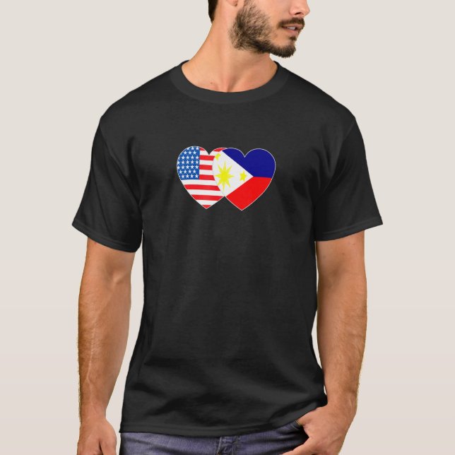Camiseta Filipinas y EE.UU. Bandera gemela para filipinos A (Anverso)