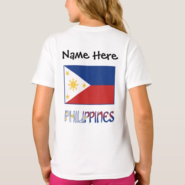 Camiseta Filipinas y la bandera filipina y tu nombre (Reverso)