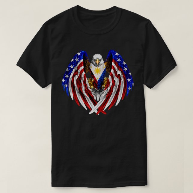 Camiseta Filipino American Philippines USA Flag Eagle T  (Diseño del anverso)