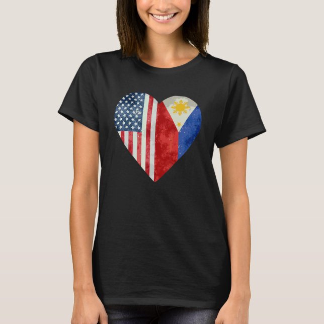Camiseta Filipino-Americano Bandera Americana Filipi (Anverso)