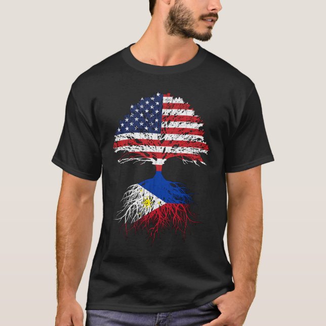 Camiseta Filipino arraiga la bandera filipina cultivada en  (Anverso)