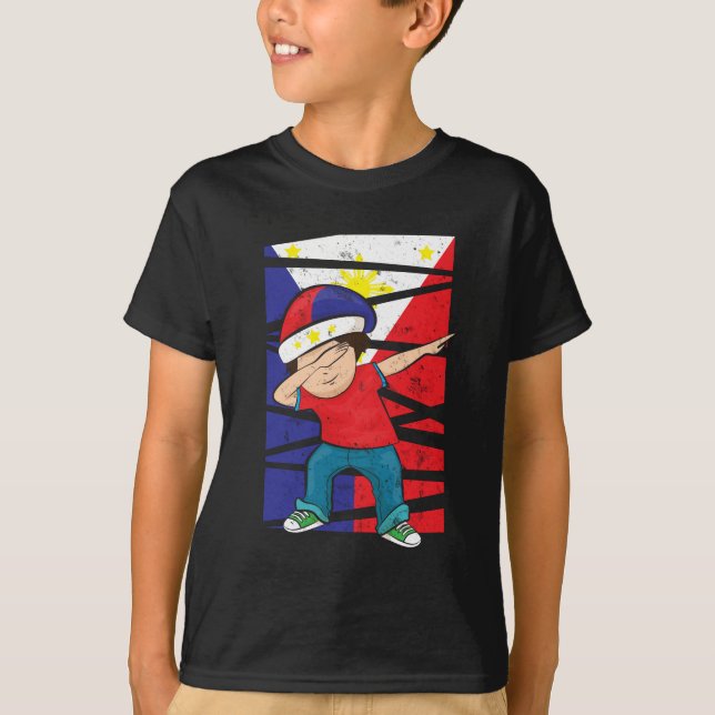 Camiseta Filipino filipino de la bandera del muchacho que (Anverso)