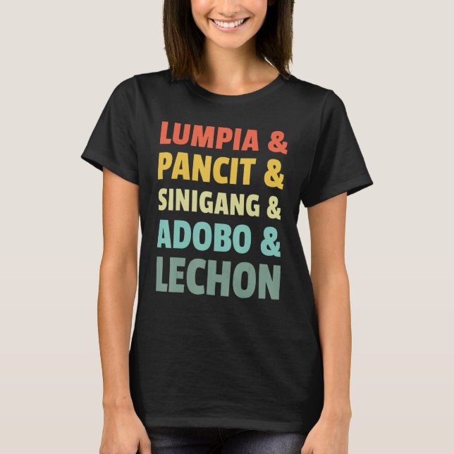 Camiseta Filipino Philippine Food Lumpia Pancit Sinigang Ad (Anverso)