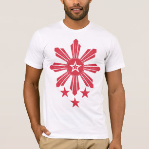 Camiseta Filipino Sun y estrellas - rojo