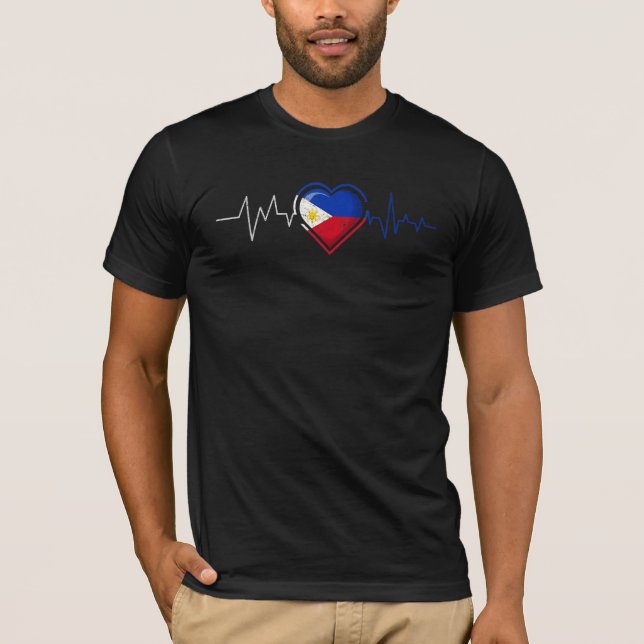 Camiseta Filipinos de latido de corazón Bandera filipina ho (Anverso)