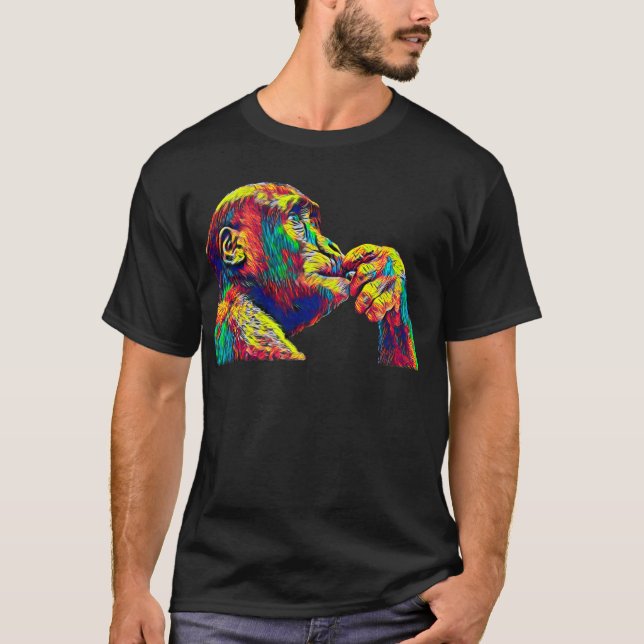 Camiseta Filósofo divertido del pensador del friki del mono (Anverso)