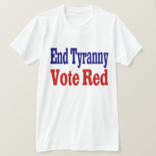 Camiseta Fin de la tiranía Vote rojo con texto azul rojo